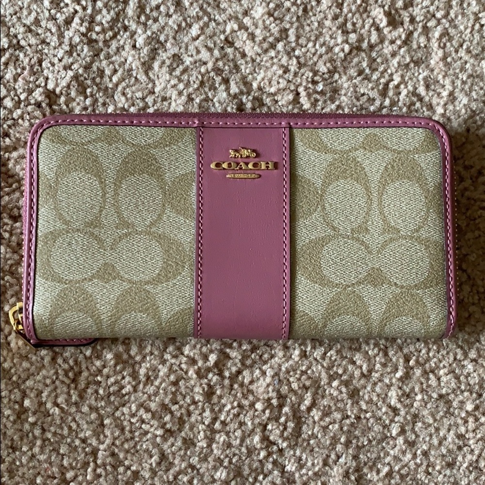 Tan and Pink Coach Wallet